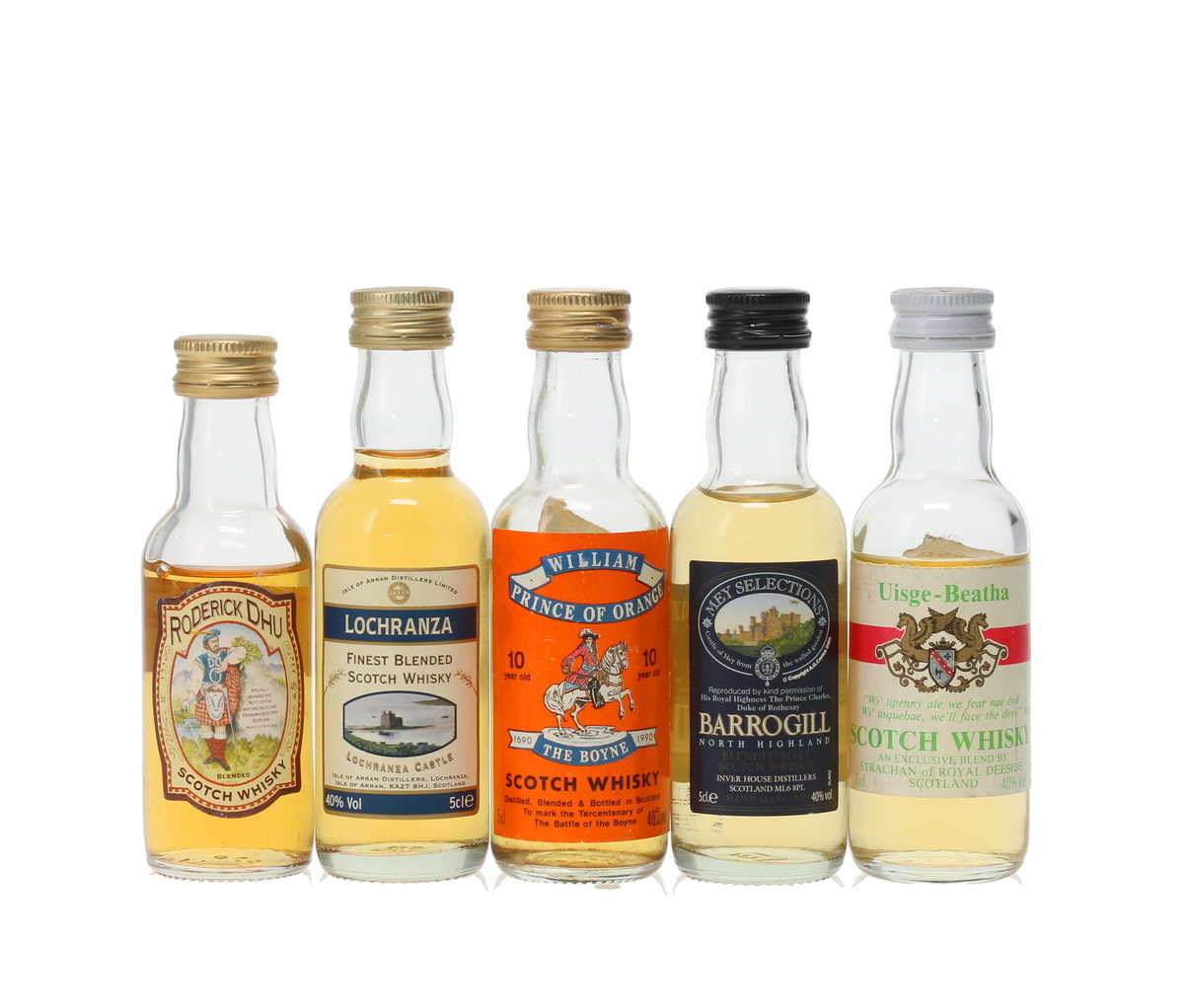 5 X WHISKY MINIATURES 