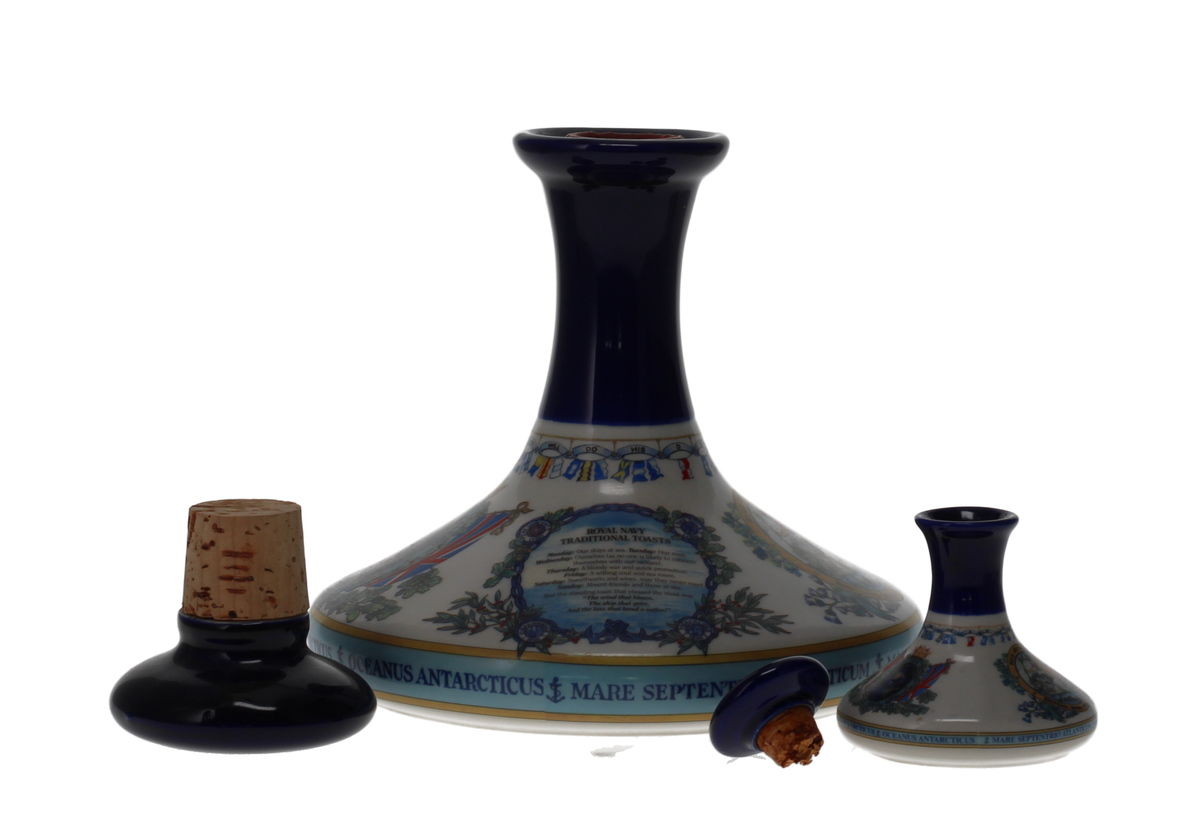 BRITISH NAVY PUSSERS RUM 1 LITRE AND 5CL DECANTERS