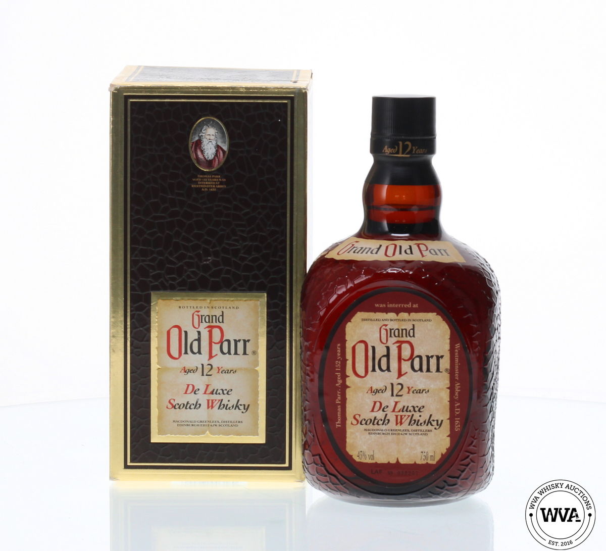 GRAND OLD PARR 12 YEAR OLD DELUX SCOTCH WHISKY