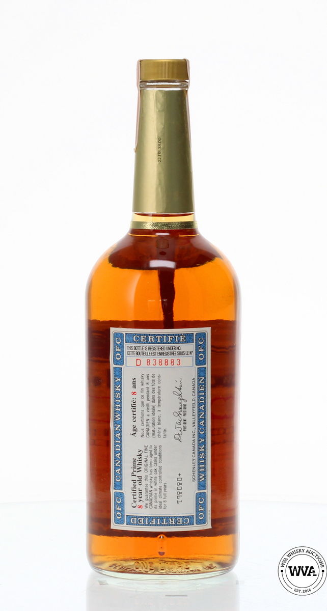 SCHENLY 8 YEAR OLD  O.F.C CANADIAN WHISKY