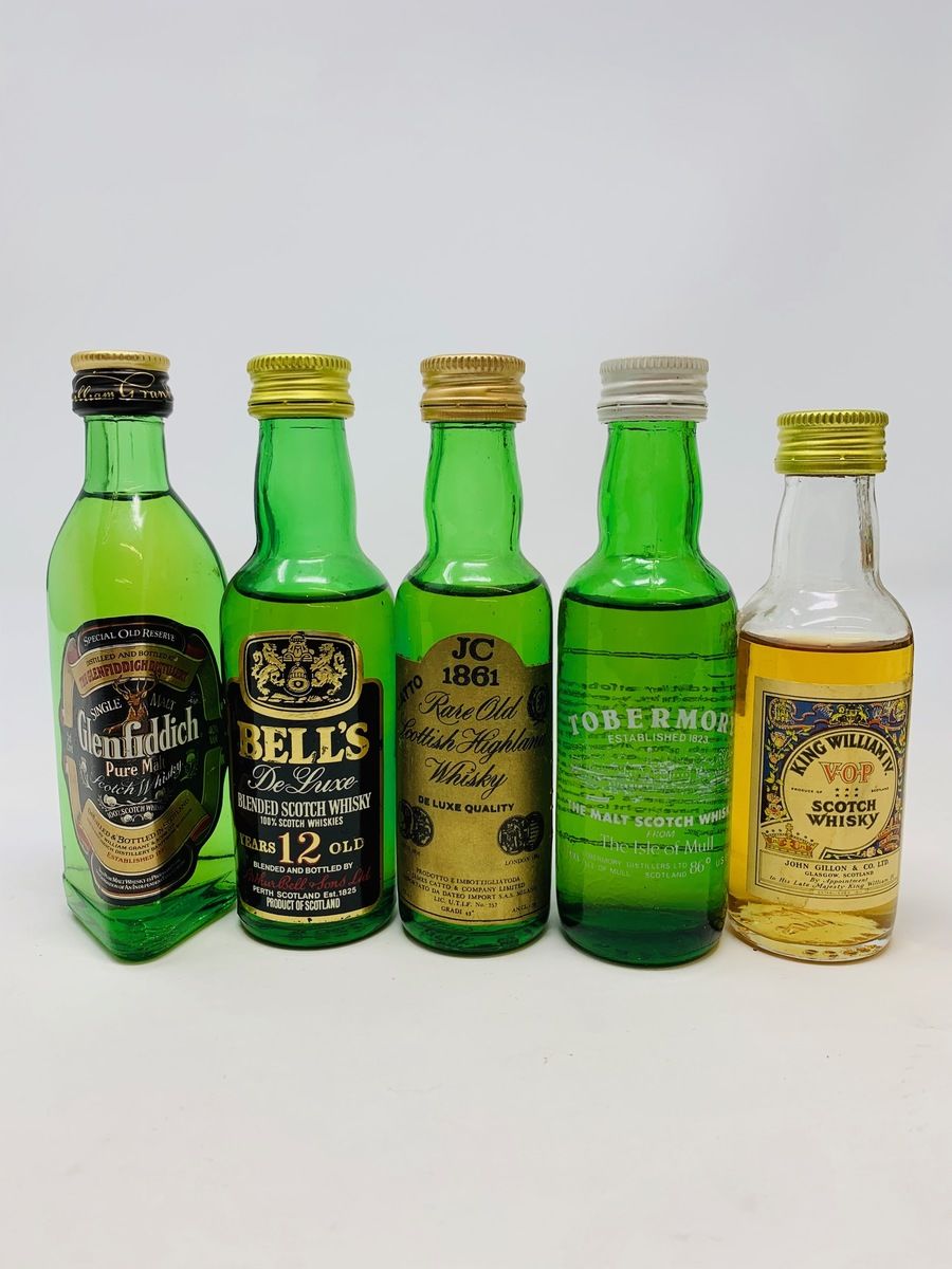 5 X ASSTD WHISKY MINIATURES 