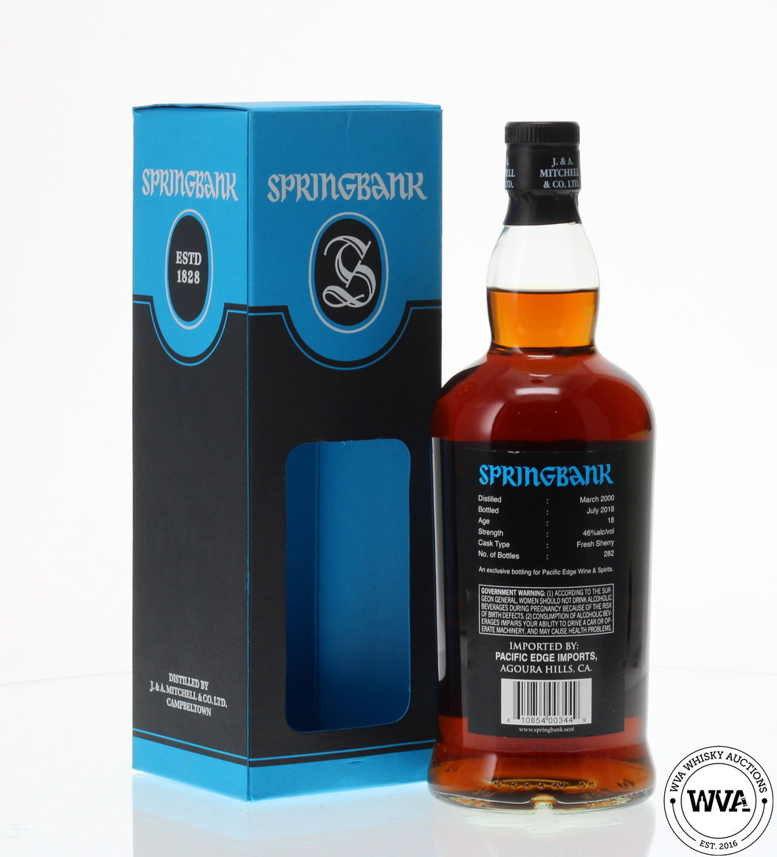 SPRINGBANK 18 YEAR OLD (2018) - EXCLUSIVE BOTTLING FOR PACIFIC EDGE WINE & SPIRITS - US IMPORT