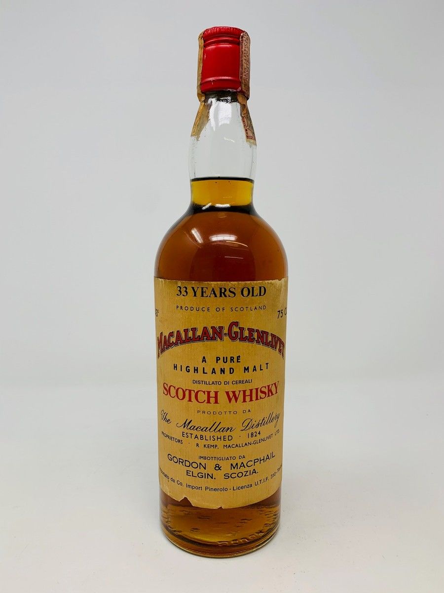 MACALLAN GLENLIVET 33 YEAR OLD 1970'S GORDON & MACPHAIL PINEROLO IMPORT
