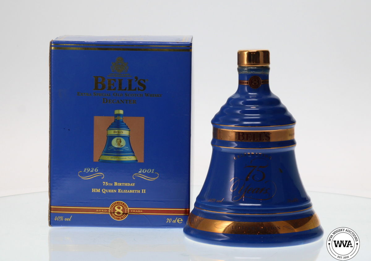 BELLS DECANTER 8 YEAR OLD - "CELEBRATING THE 75TH BIRTHDAY HM QUEEN ELIZABETH II"