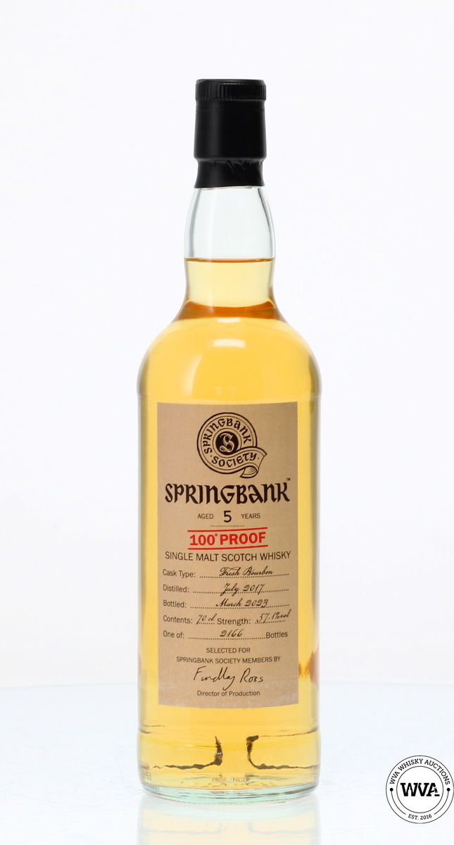 SPRINGBANK SOCIETY 5 YEAR OLD 100 PROOF