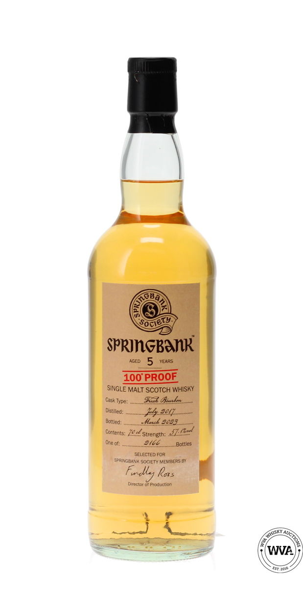 SPRINGBANK SOCIETY 5 YEAR OLD 100 PROOF