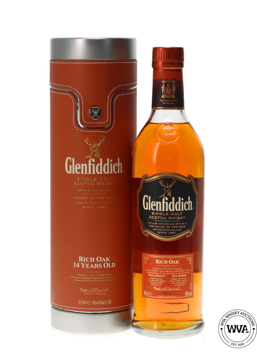 GLENFIDDICH 14 YEAR OLD RICH OAK (LEATHER CASE)