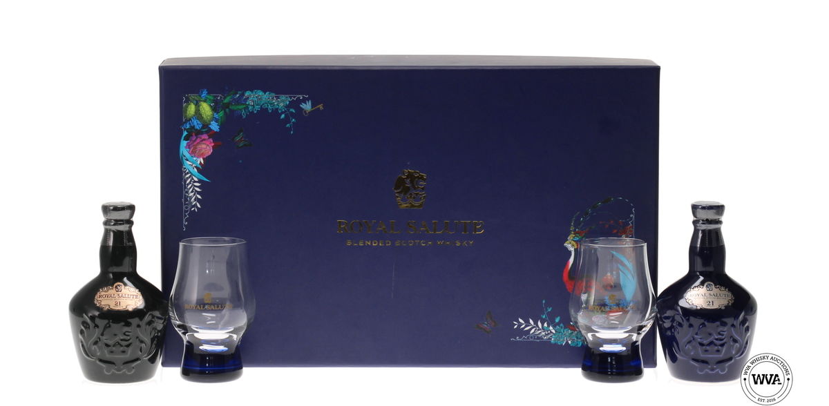 CHIVAS ROYAL SALUTE 21 YEAR OLD MINIATURES & GLASSES