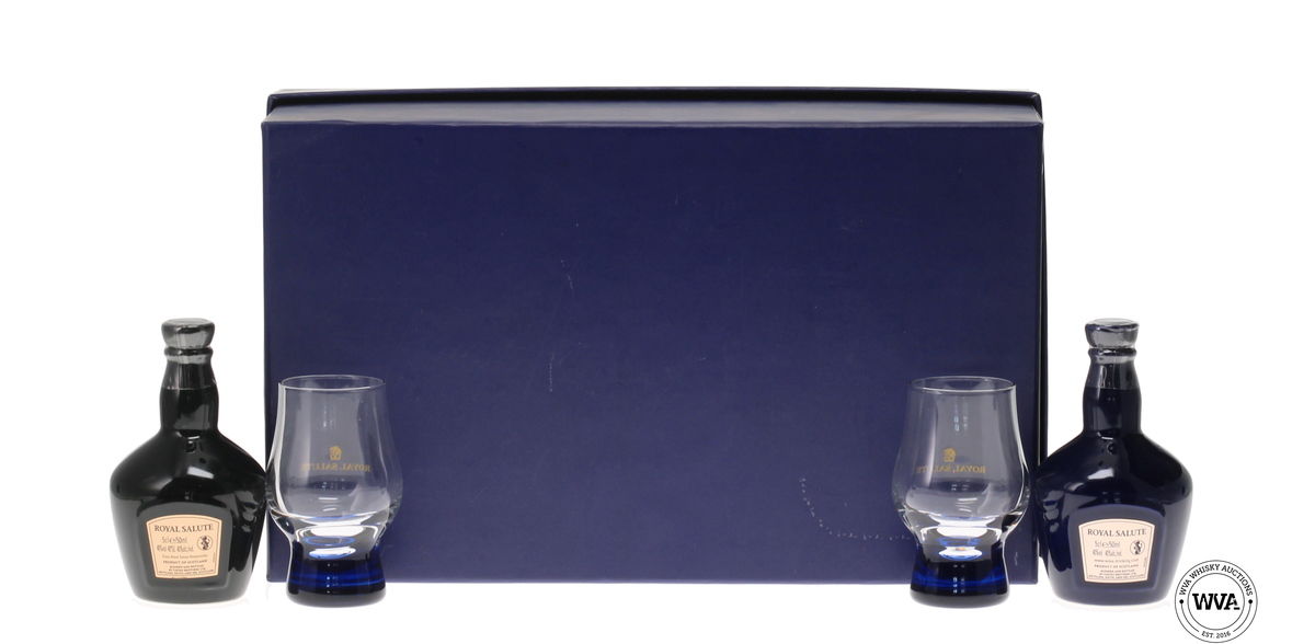 CHIVAS ROYAL SALUTE 21 YEAR OLD MINIATURES & GLASSES