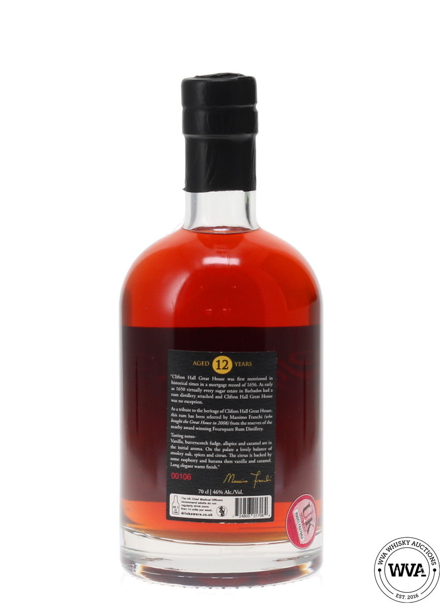 FOURSQUARE 12 YEAR OLD - CLIFTON HALL GREAT HOUSE RUM