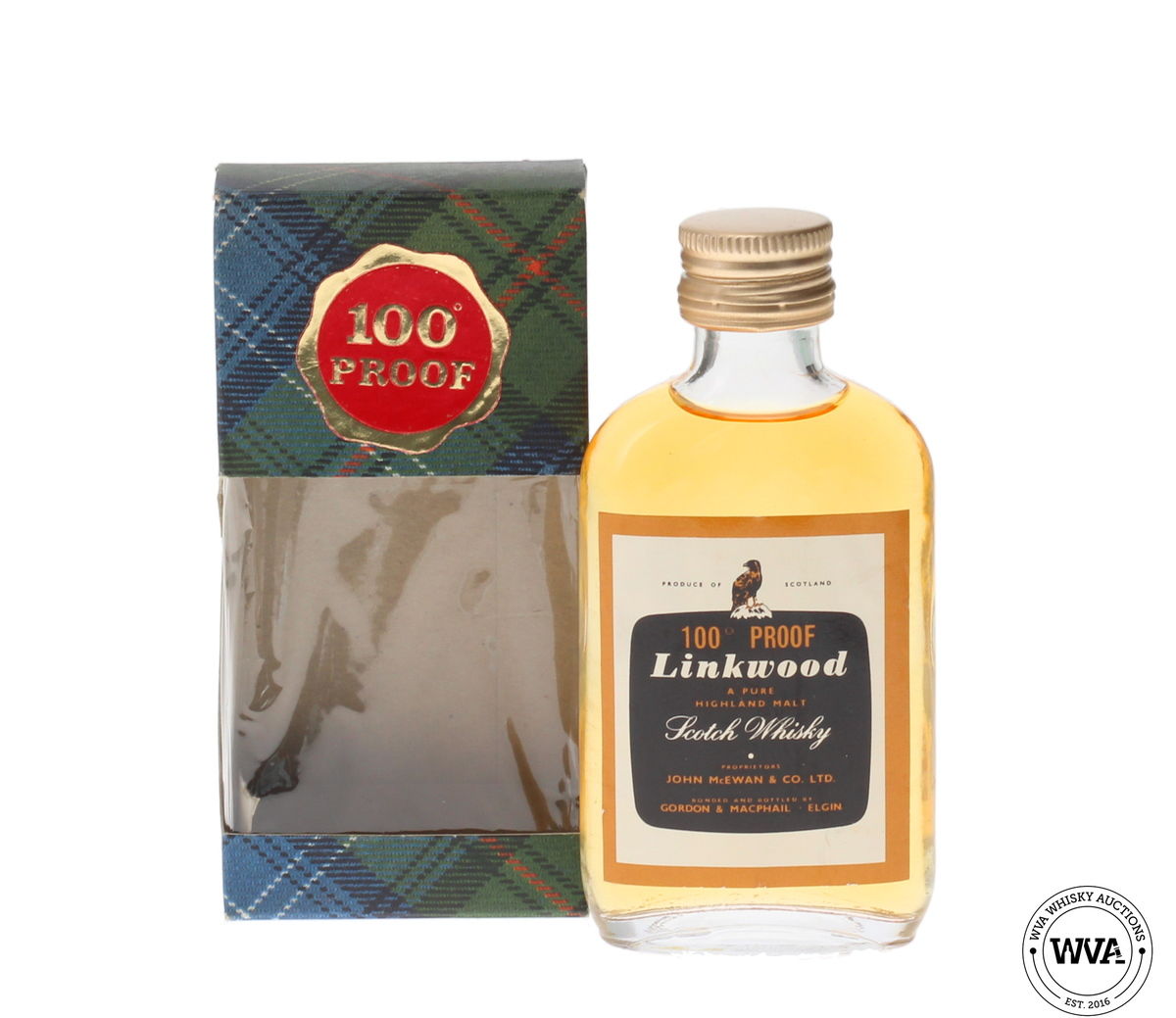 LINKWOOD WHISKY MINIATURE 100 PROOF