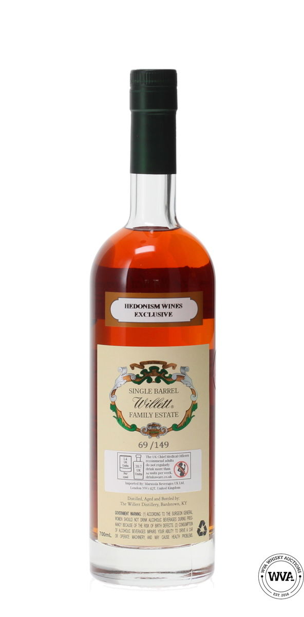 WILLET 7 YEAR OLD SINGLE BARREL STRAIGHT RYE WHISKEY - HEDONISM EXCLUSIVE