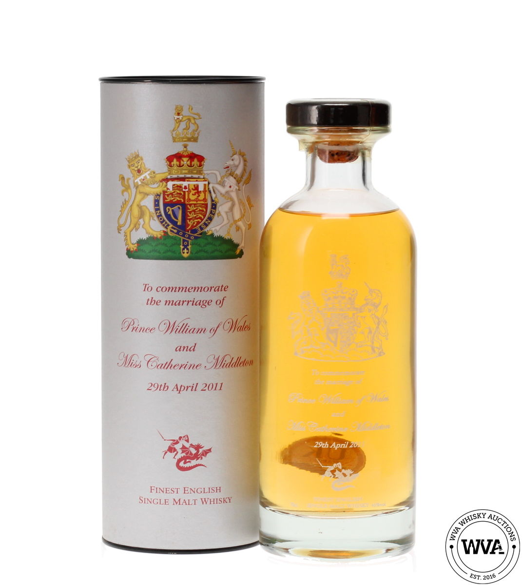 ENGLISH WHISKY CO - PRINCE WILLIAM AND KATE MIDDLETON COMMEMORATIVE BOTTLE