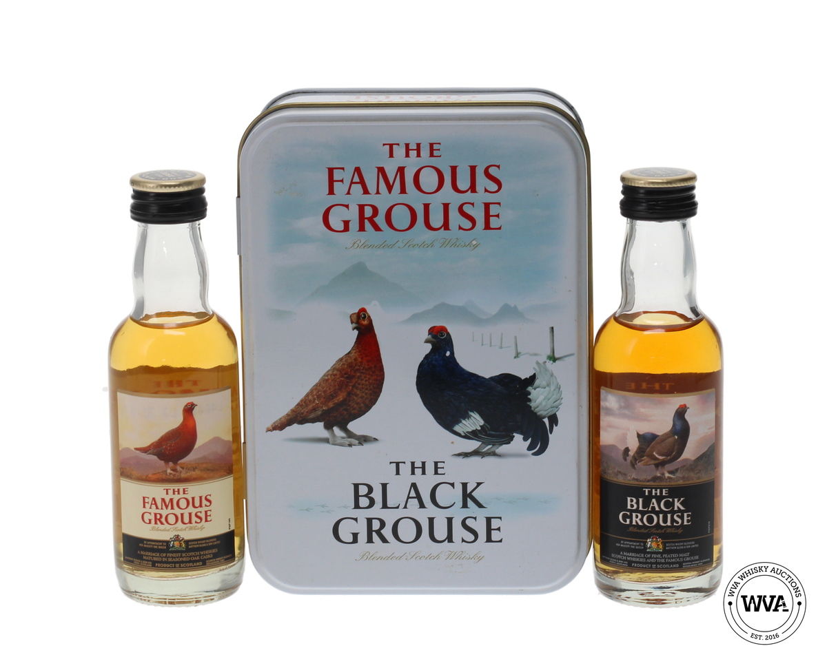 FAMOUS GROUSE WHISKY MINIATURES WITH TIN