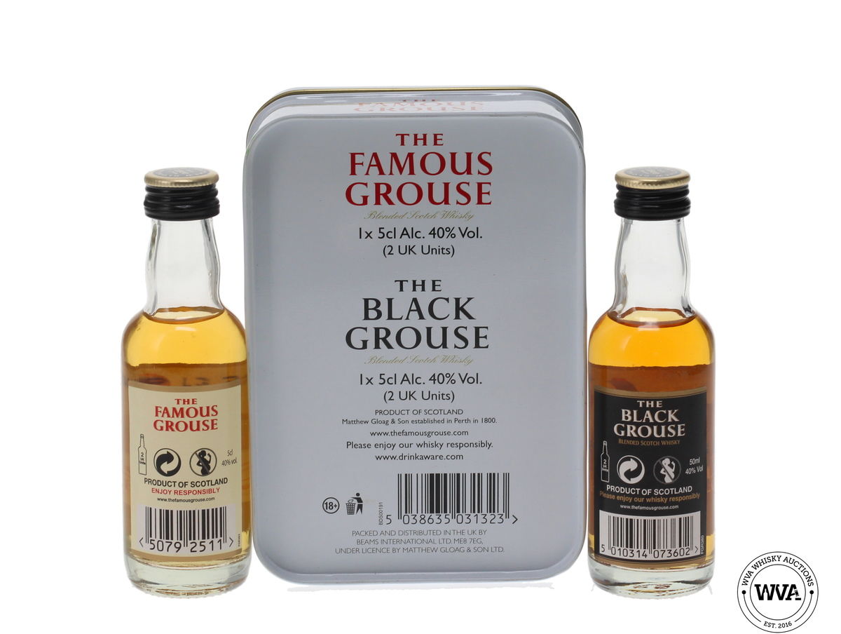 FAMOUS GROUSE WHISKY MINIATURES WITH TIN