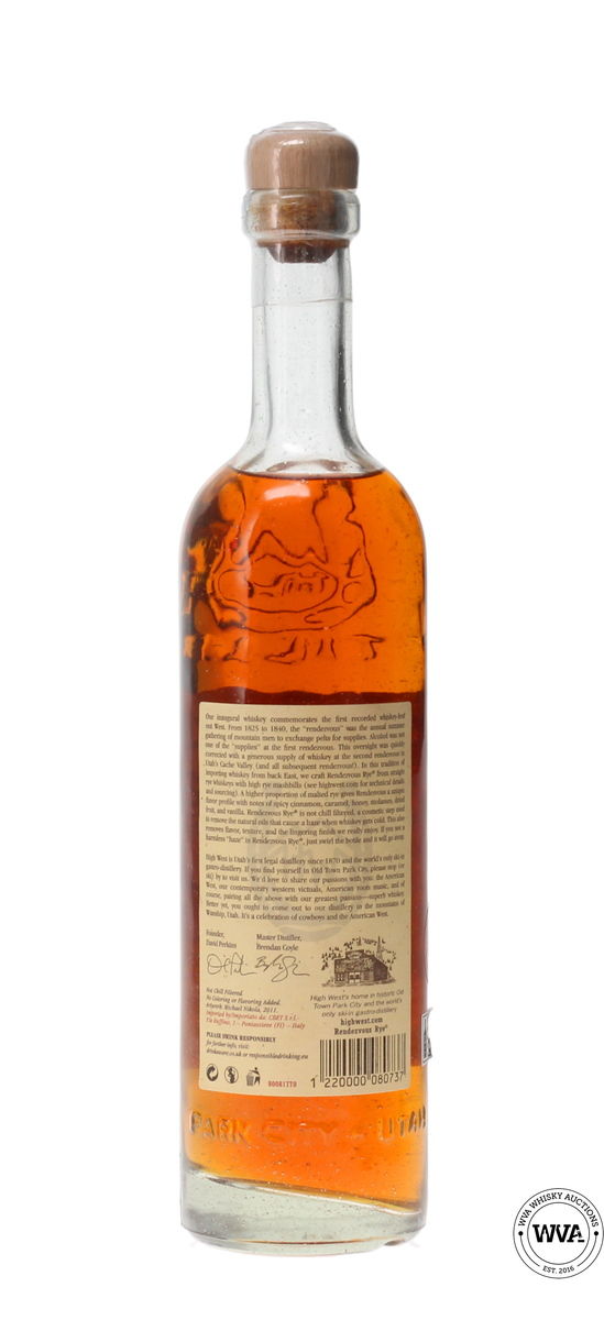 HIGH WEST WHISKEY - RENDEZVOUS RYE BATCH 19K12
