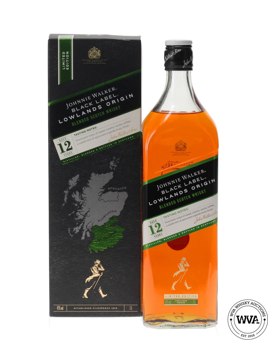 JOHNNIE WALKER 12 YEAR OLD BLACK LABEL LOWLANDS ORIGIN 