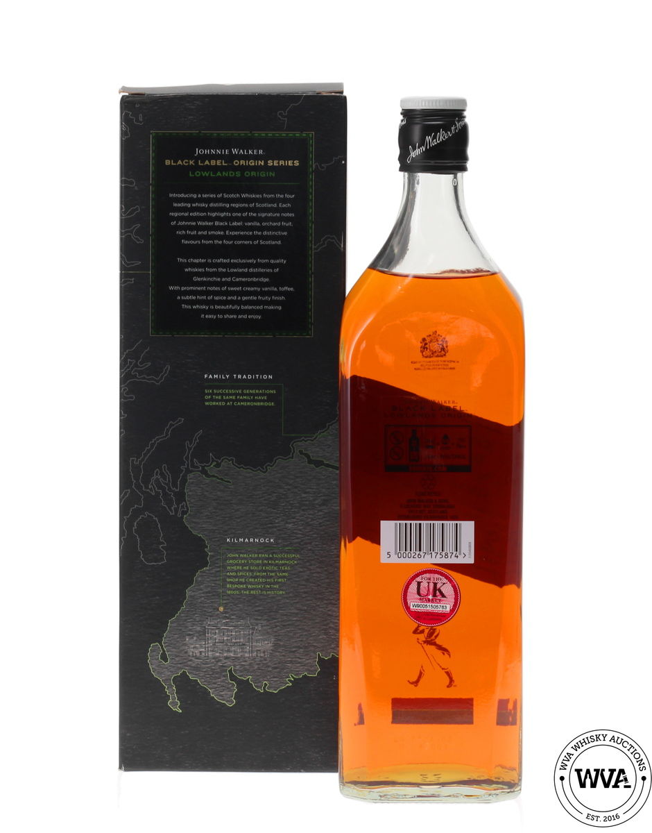 JOHNNIE WALKER 12 YEAR OLD BLACK LABEL LOWLANDS ORIGIN 