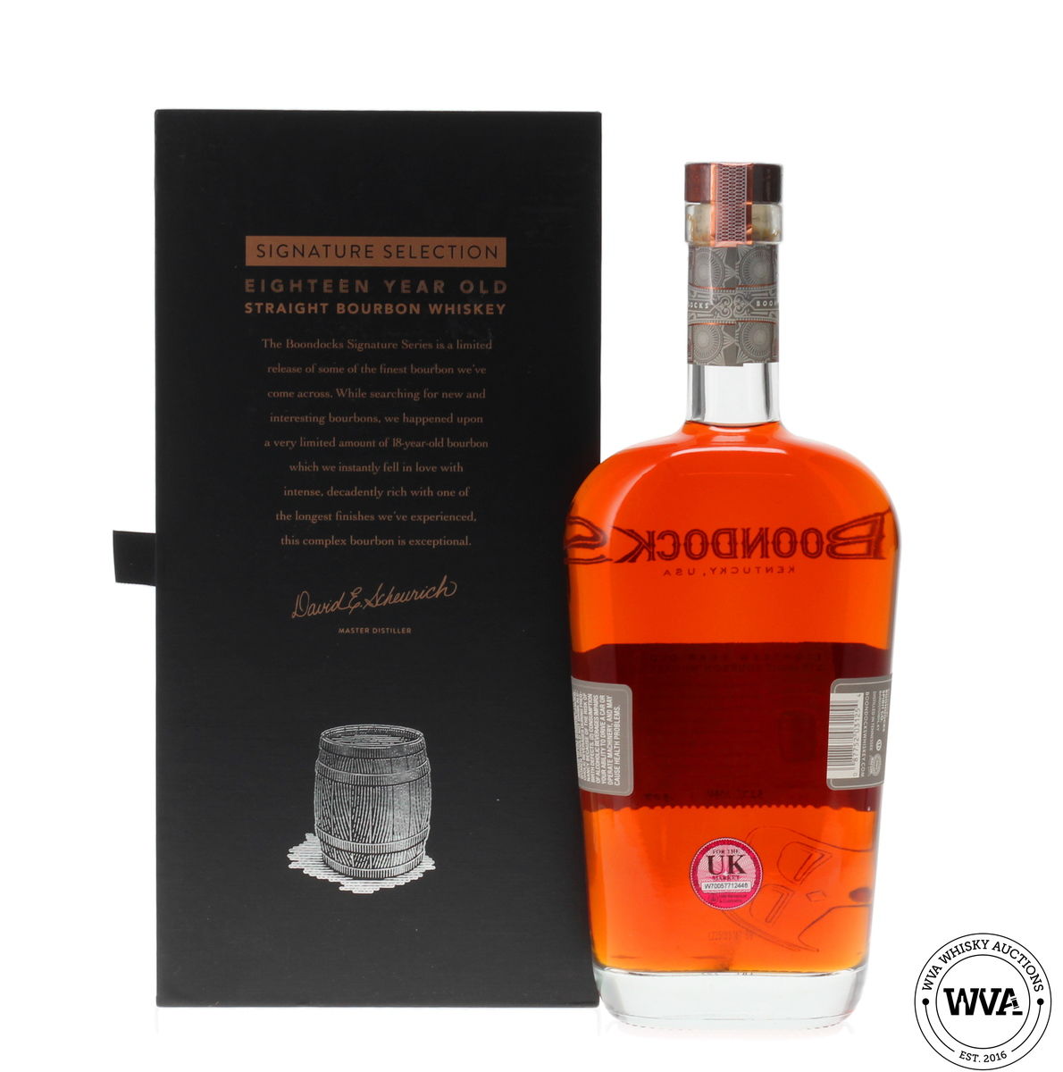 BOONDOCKS 18 YEAR OLD STRAIGHT BOURBON WHISKEY