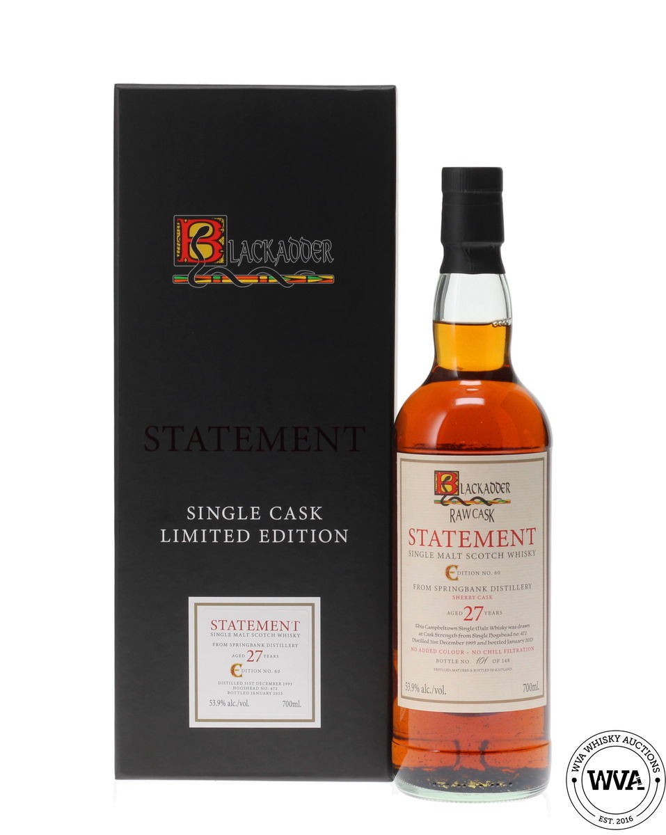 SPRINGBANK 27 YEAR OLD 1995 SHERRY CASK #472 NO.60 - BLACKADDER RAW CASK STATEMENT