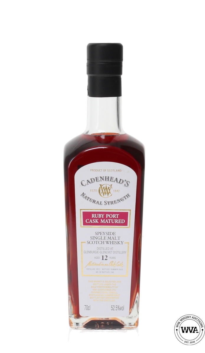 GLENBURGIE-GLENLIVET 12 YEAR OLD RUBY PORT CASK CADENHEAD'S NATURAL STRENGTH