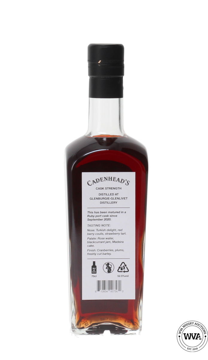 GLENBURGIE-GLENLIVET 12 YEAR OLD RUBY PORT CASK CADENHEAD'S NATURAL STRENGTH
