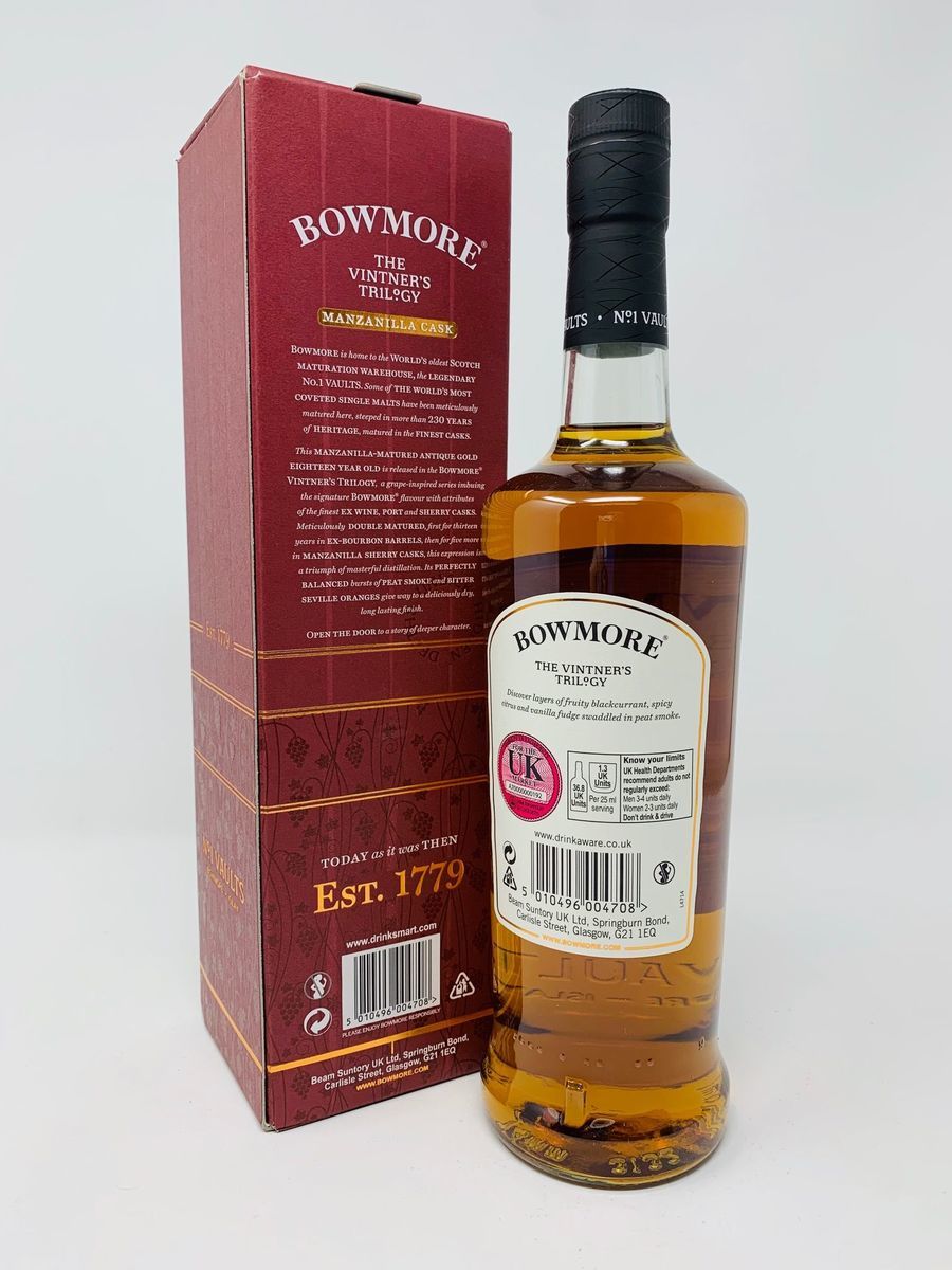 BOWMORE 18 YEAR OLD VINTNERS TRILOGY 1 MANZANILLA CASK
