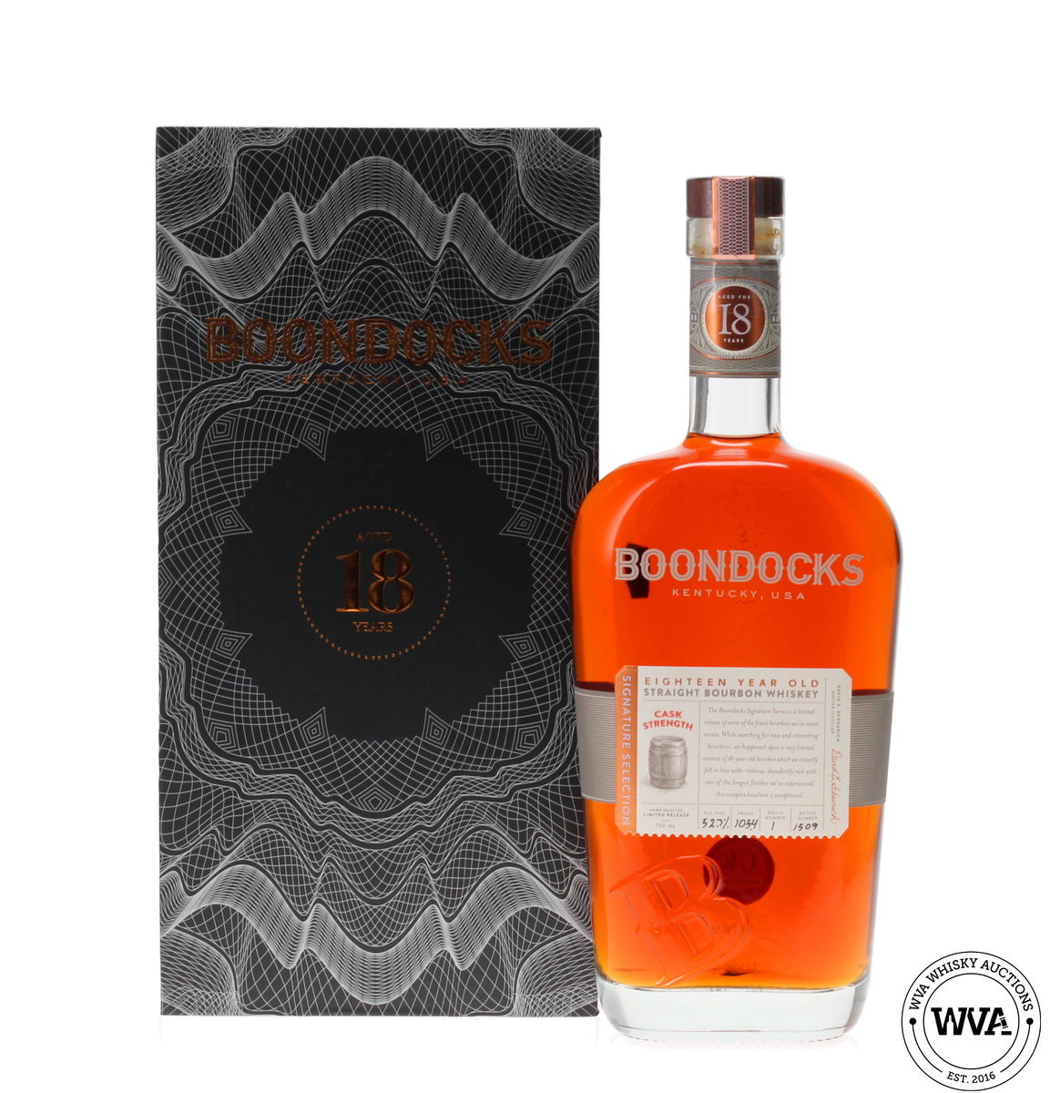 BOONDOCKS 18 YEAR OLD STRAIGHT BOURBON WHISKEY