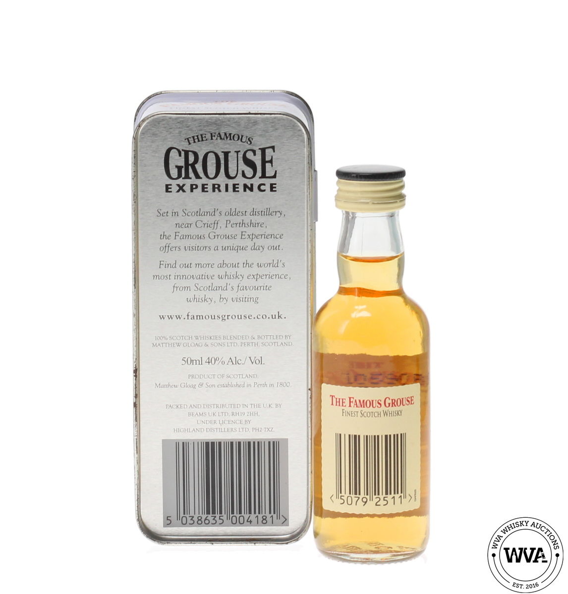 FAMOUS GROUSE WHISKY MINIATURE WITH TIN
