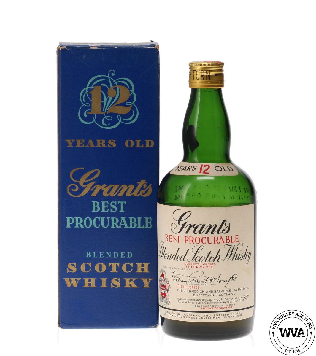GRANTS 12 YEAR OLD BEST PROCURABLE 1940/1950'S