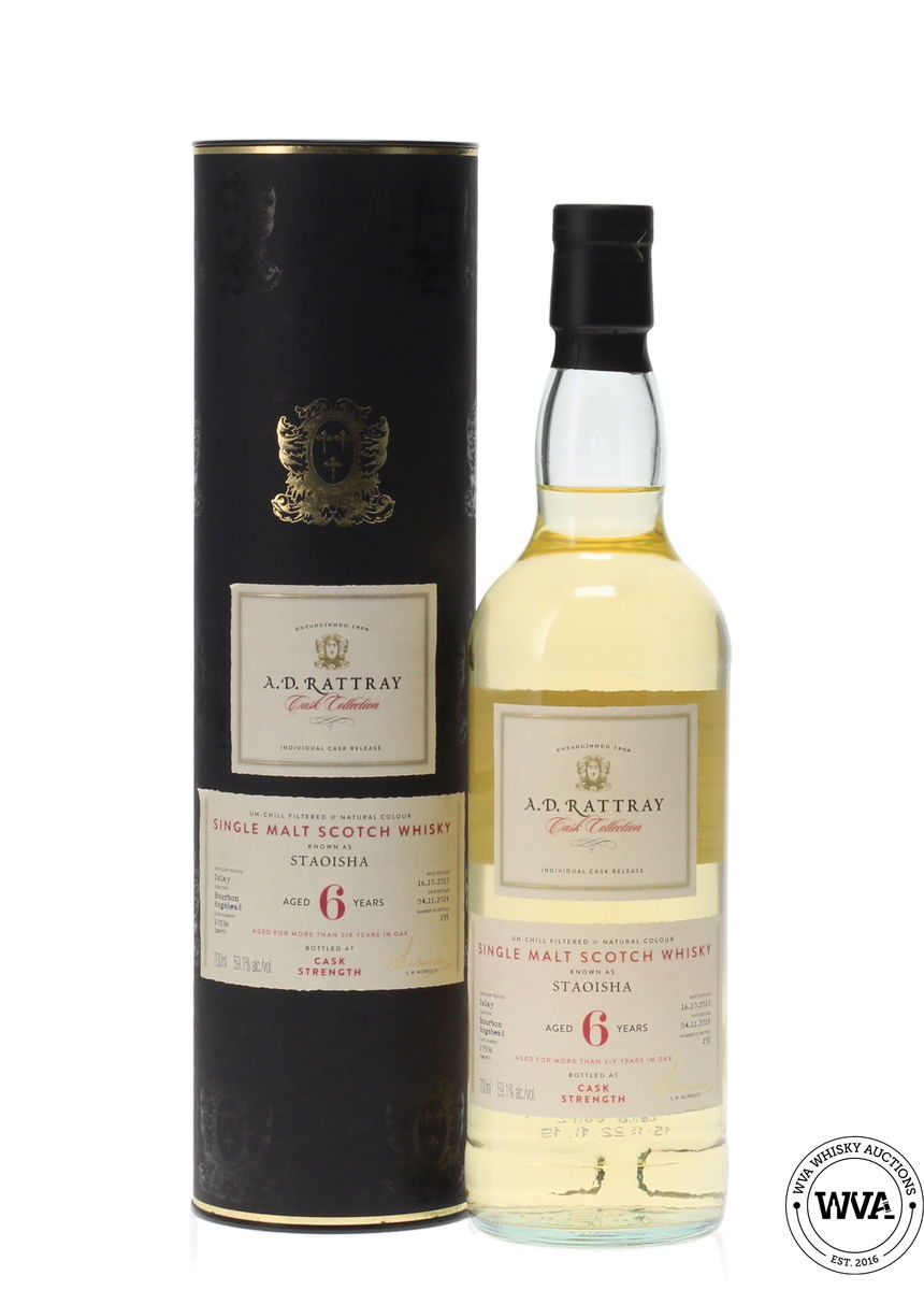 BUNNAHABHAIN - STAOISHA 6 YEAR OLD - A D RATTRAY CASK COLLECTION