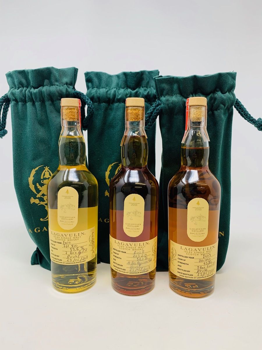 3 X LAGAVULIN 20CL HAND FILL BOTTLES 
