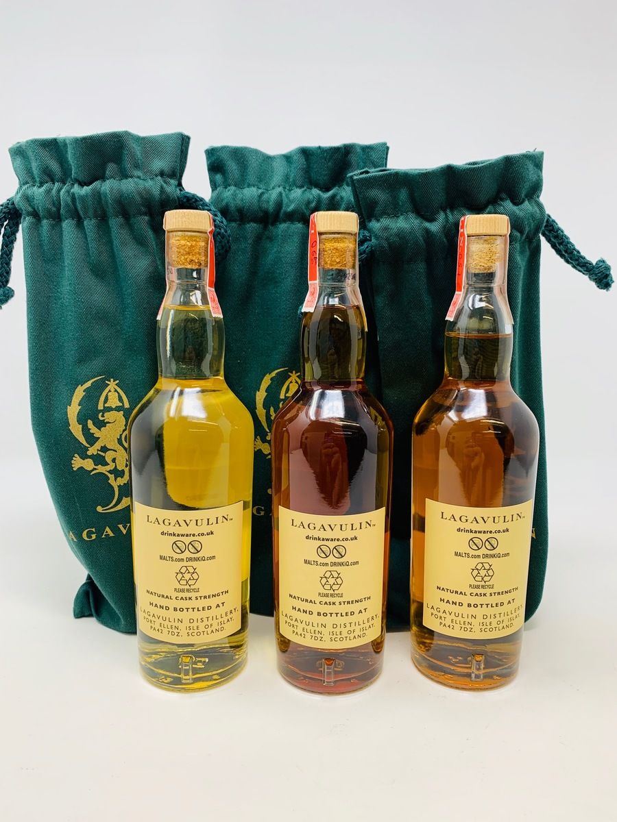 3 X LAGAVULIN 20CL HAND FILL BOTTLES 