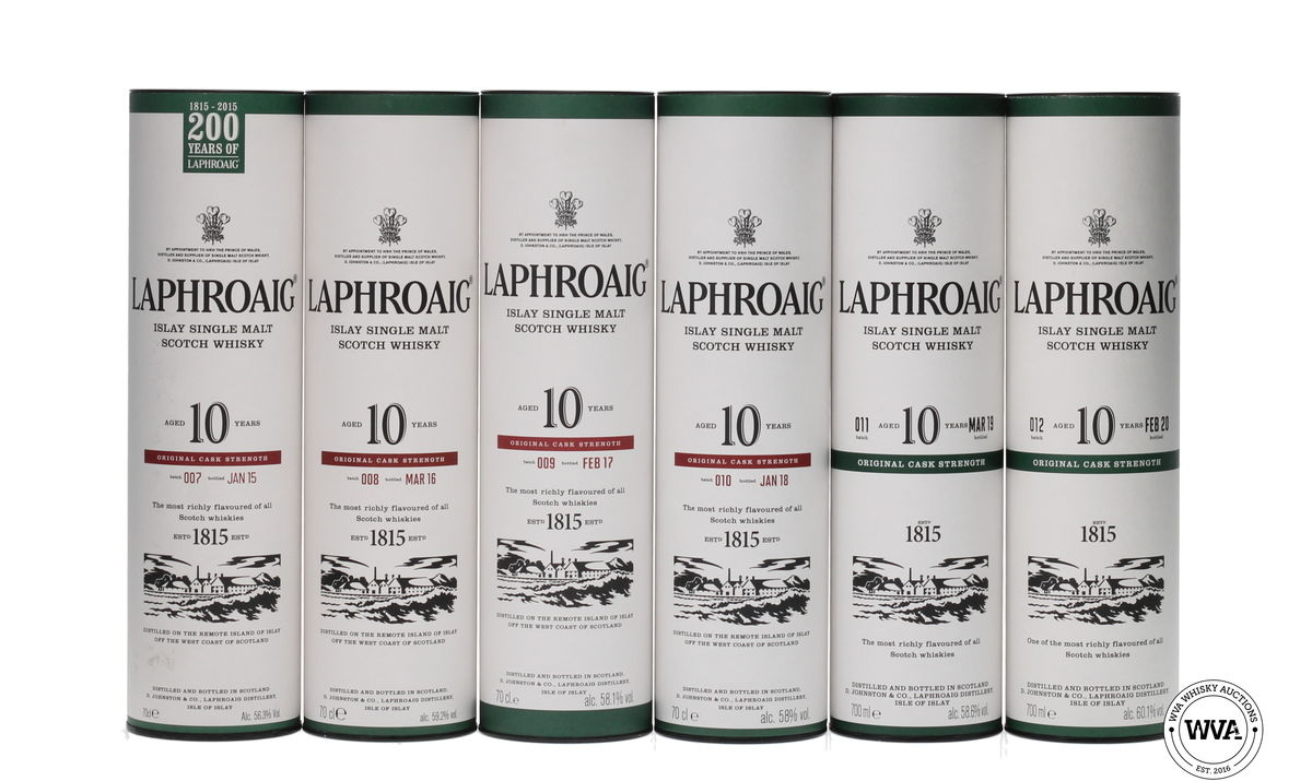 LAPHROAIG 10 YEAR OLD ORIGINAL CASK STRENGTH BATCH 007-012