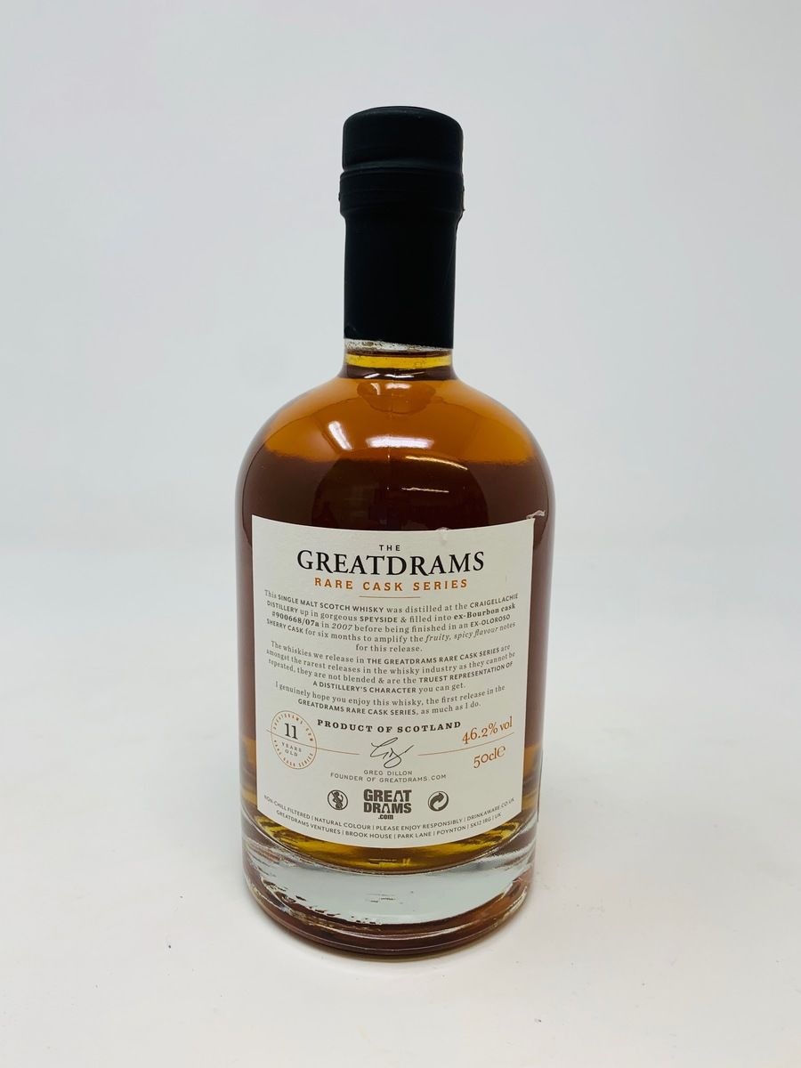 THE GREAT DRAMS RARE CASK SERIES CRAIGELLACHIE 11 YEAR OLD 