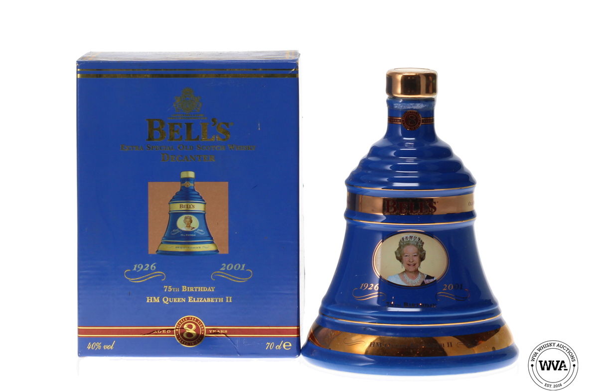 BELLS DECANTER 8 YEAR OLD - "CELEBRATING THE 75TH BIRTHDAY HM QUEEN ELIZABETH II"