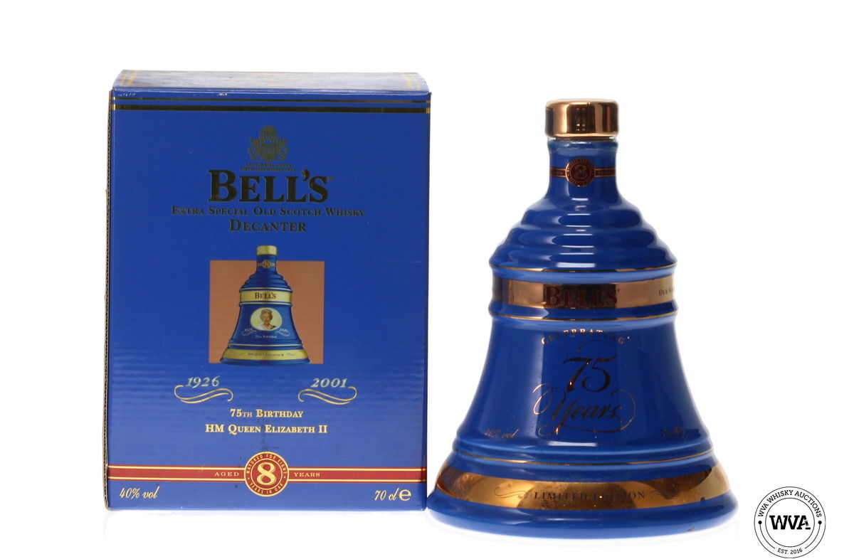 BELLS DECANTER 8 YEAR OLD - "CELEBRATING THE 75TH BIRTHDAY HM QUEEN ELIZABETH II"