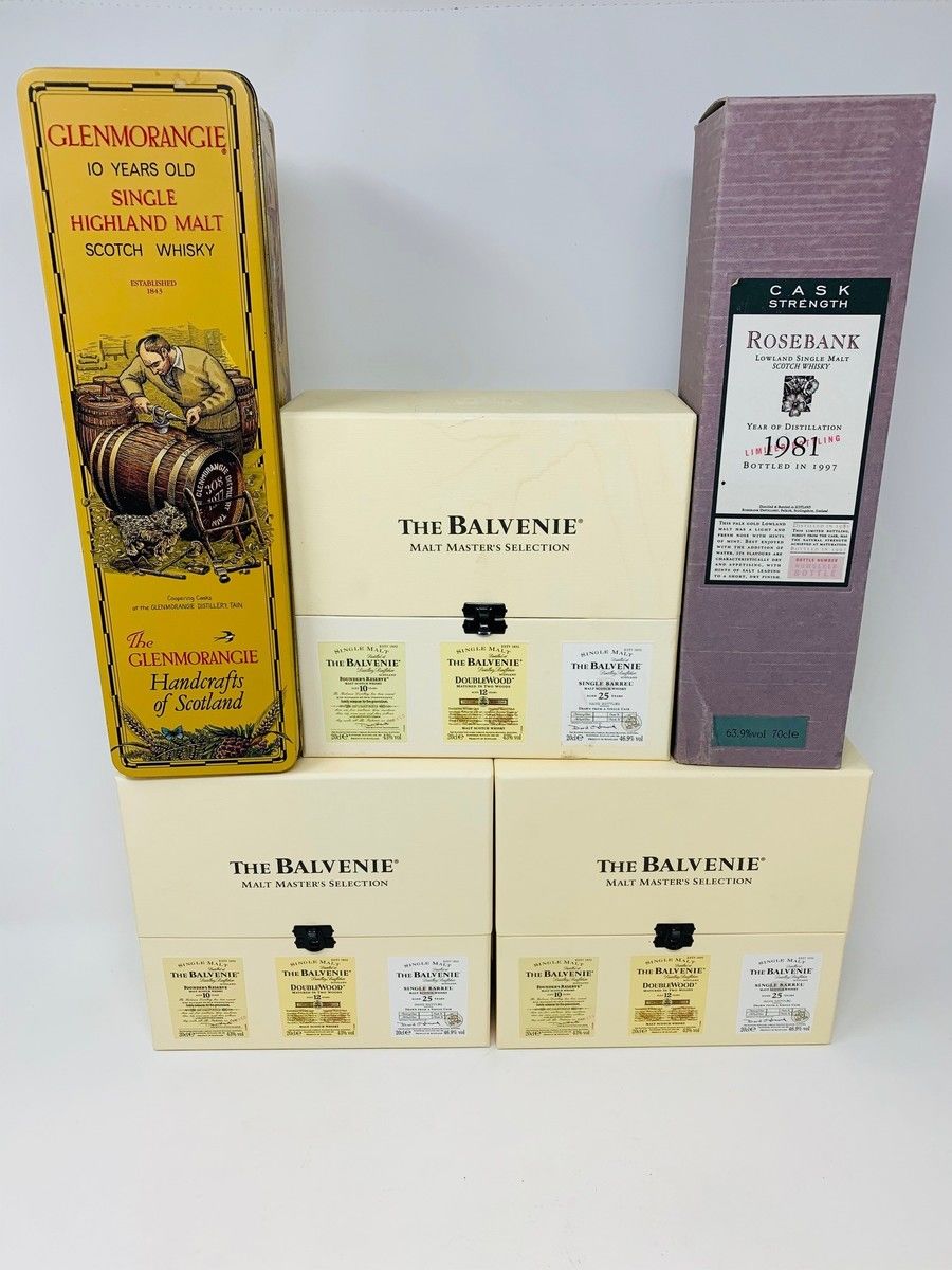 5 X EMPTY WHISKY BOXES 