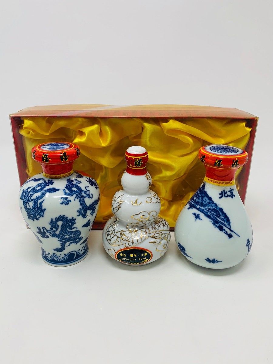 3 X SAM SENG WINE CO WINE/SAKE MINIATURES HONG KONG