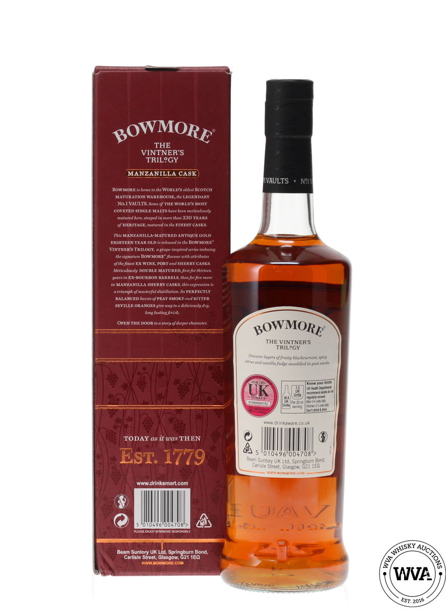 BOWMORE 18 YEAR OLD VINTNERS TRILOGY - MANZANILLA CASK
