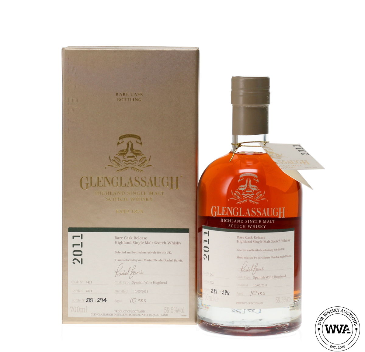 GLENGLASSAUGH 10 YEAR OLD 2011 RARE CASK #2421 - SPANISH WINE HOGSHEAD