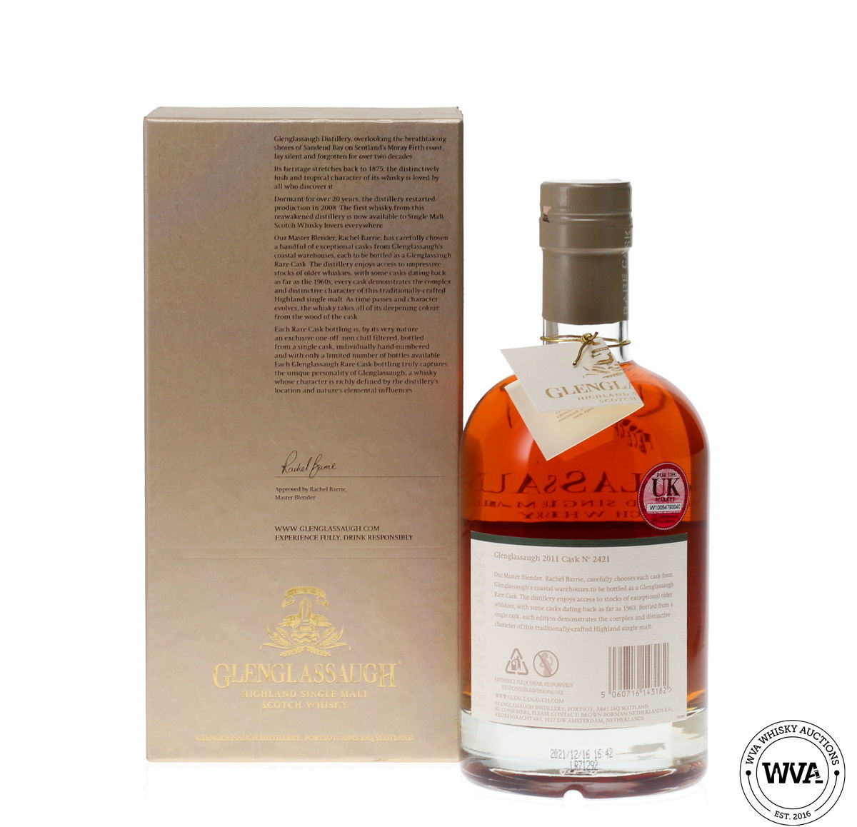 GLENGLASSAUGH 10 YEAR OLD 2011 RARE CASK #2421 - SPANISH WINE HOGSHEAD