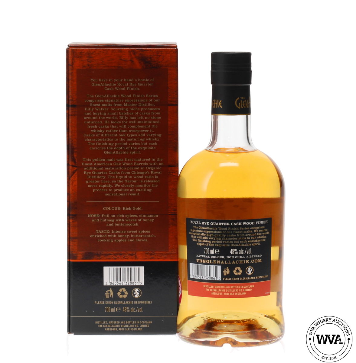 GLENALLACHIE 8 YEAR OLD - KOVAL RYE QUARTER CASK WOOD FINISH