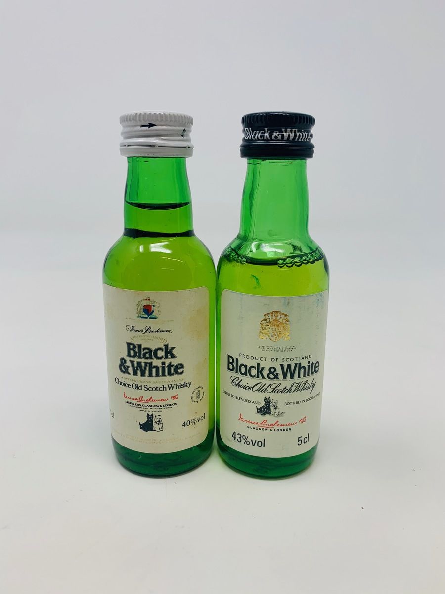 2 X ASSTD BLACK & WHITE WHISKY MINIATURES 