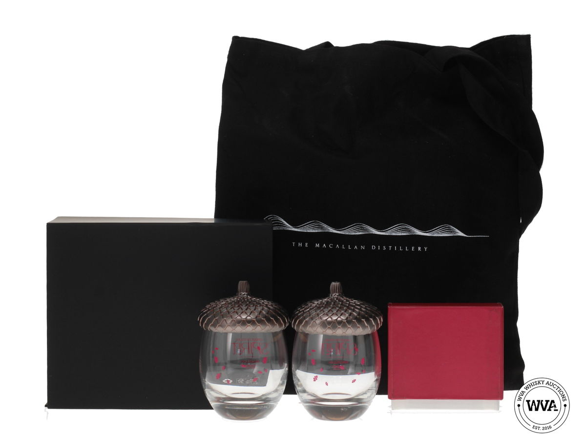 MACALLAN 200th ANNIVERSARY - CIRQUE DU SOLEIL - SPIRIT GLASSES, BAG AND NOTELETS