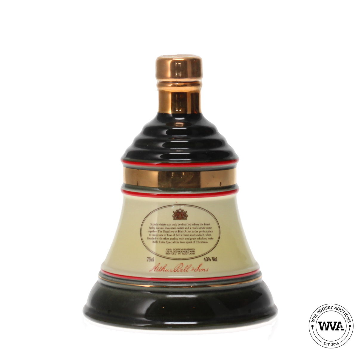 BELLS WADE DECANTER CHRISTMAS 1990 