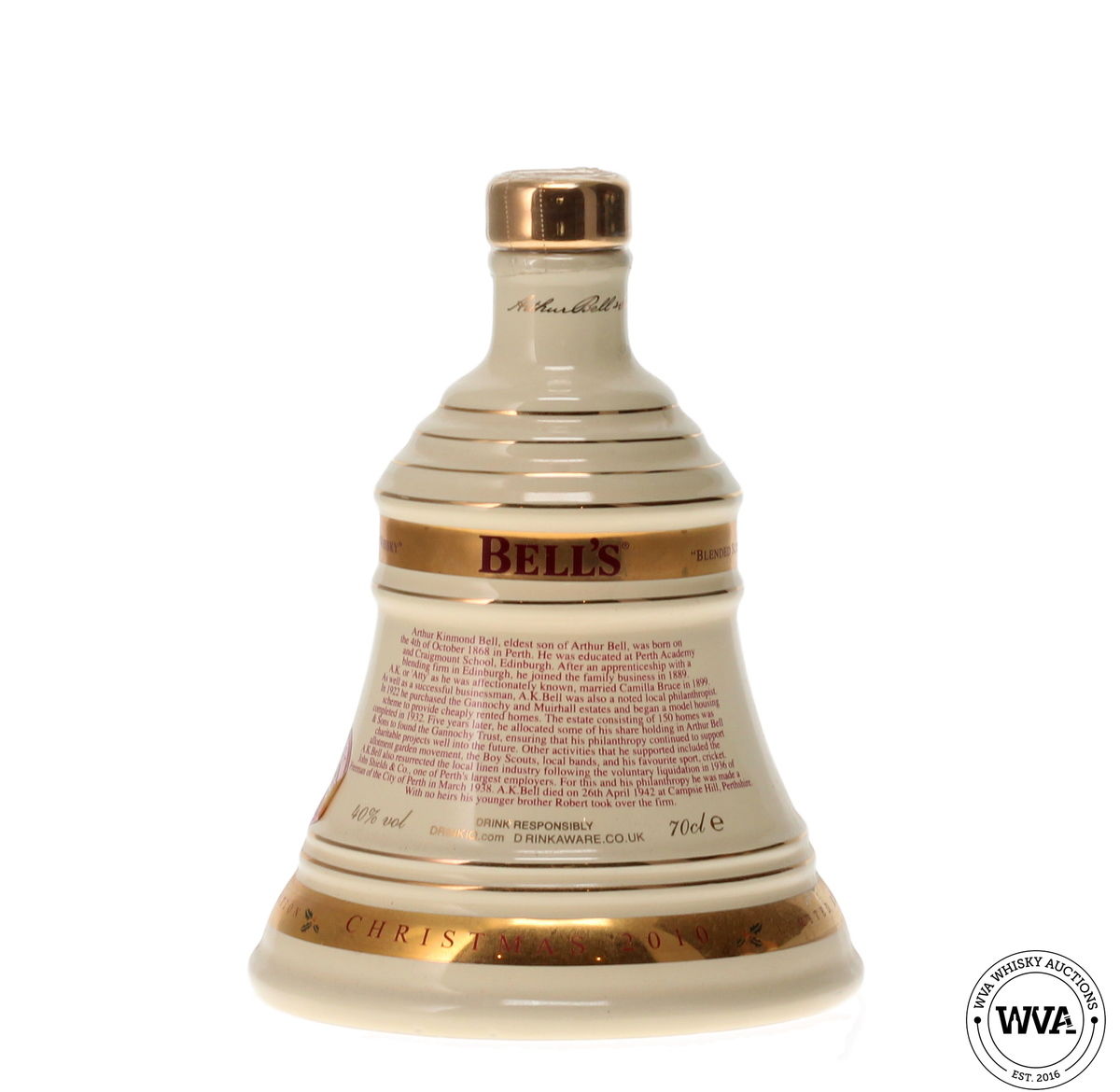 BELLS WADE DECANTER CHRISTMAS 2010 - ARTHUR KINMOND BELL