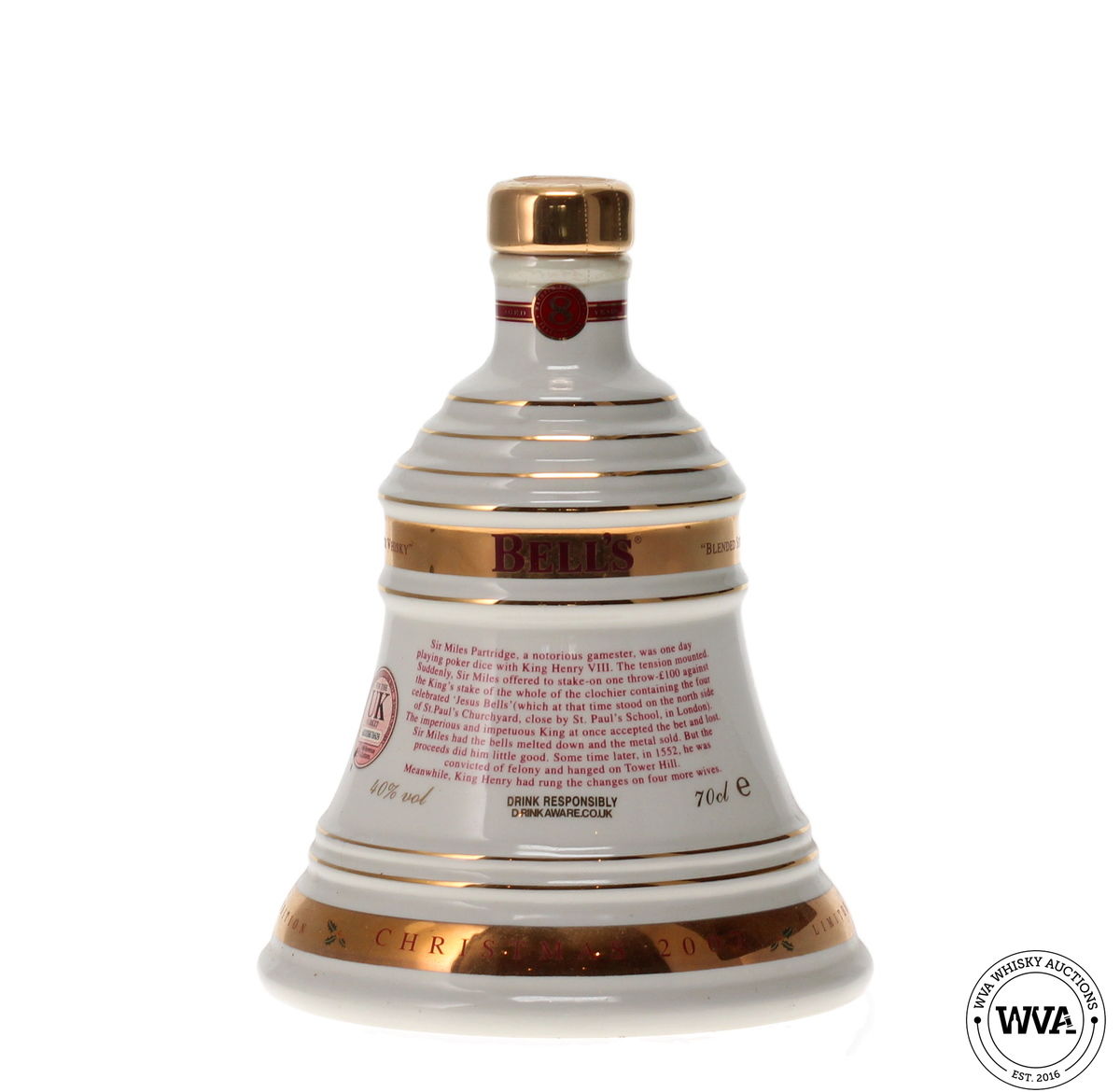 BELLS WADE DECANTER CHRISTMAS 2007 - FIVE QUEENS
