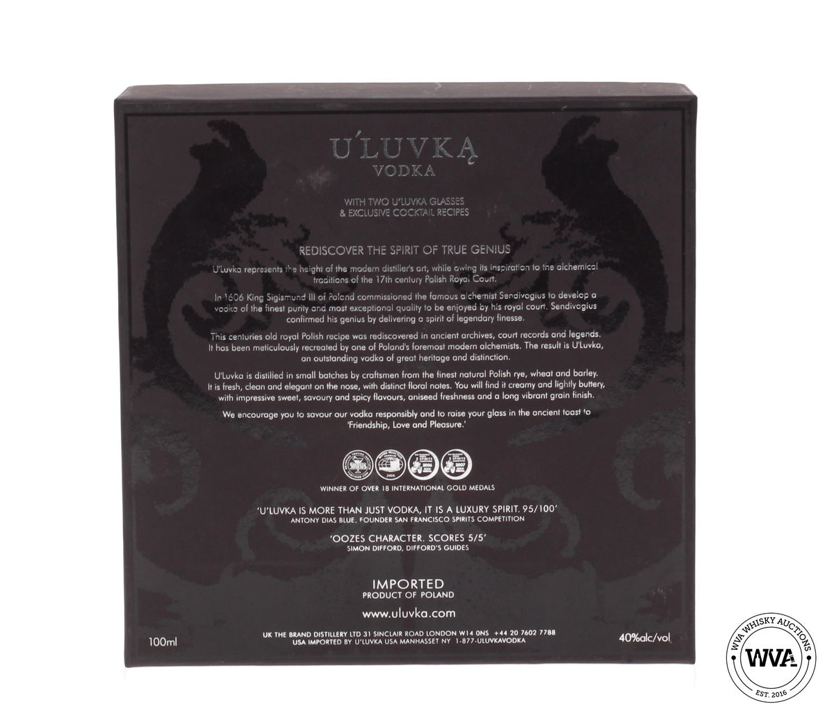 U'LUVKA VODKA MINIATURE AND GLASSES