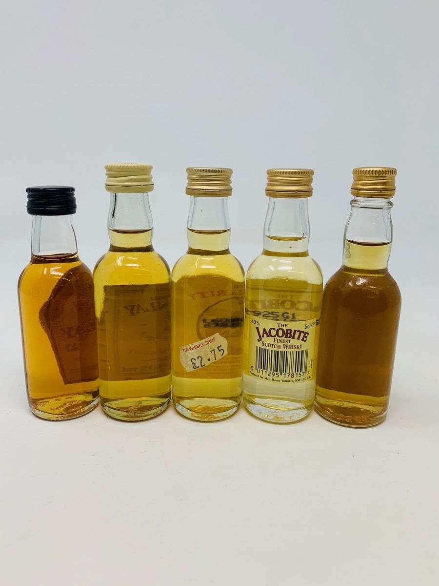 5 X ASSTD WHISKY MINIATURES 
